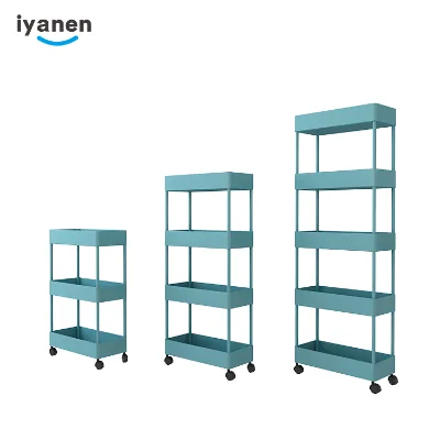 Home Kitchen Bathroom Organizer Multiple Tiers Movable Gap Space Saving Design Storage Racking Trolley Rolling Home Cart