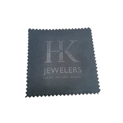 Custom Black Debossed Jewelry Cleaning Cloth Microfiber Suede Jewelry Polishing Cloth With Anti Stains