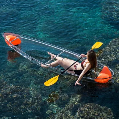 Viral Double Clear Kayak Crystal Transparent Vessel for Social Media Content