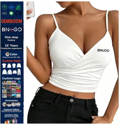 Women's Wrap V Neck Camisole Tops Women's Breathable tank Tops Custom Polyester Spandex Spaghetti Strap Crop Tops for Women