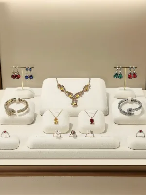 High-end Window Counter Display Props Jewelry Rack Ring Earrings Bracelet Necklace S078 Beige Cases & Displays