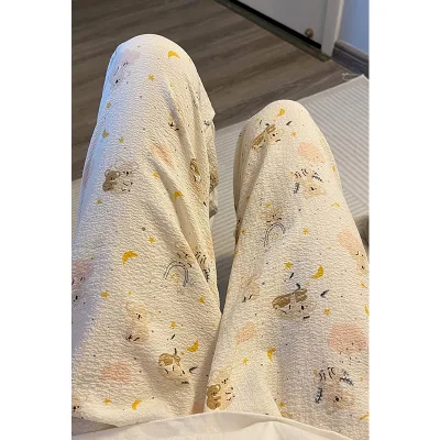 Koala Printed Ladies Pajama Pants 2023 Spring and Autumn New High-waists Loose Casual Wide-leg Pants Summer Slim Cheap Pants