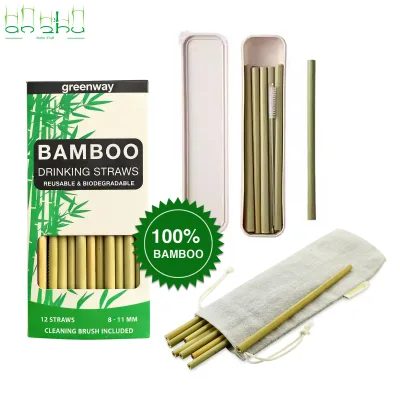 Wide Bamboo Fiber Straws Compostable Boda Drinking Straws for Bubble Tea Smoothies Milkshakes Cafes and Beverage Shops