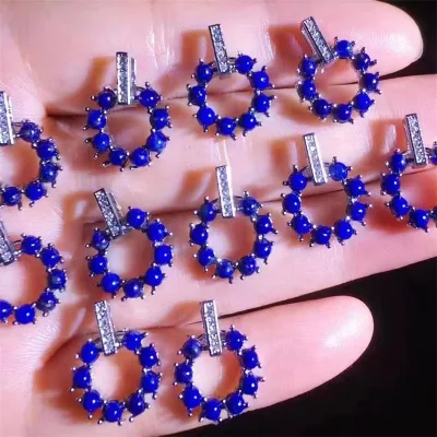 New Arrivals Circle Shaped Silver Lapis Lazul Crystals Healing Pendants for Gift
