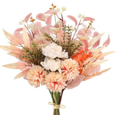 Artificial Flowers Bouquet Silk Flower Arrangements Plant Wedding Bride Tables Centerpieces for Rustic Home Indoor Vase Floral
