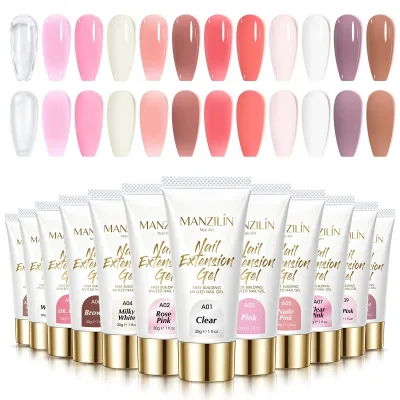 12 Colors Solid Nude Nail Extension Gel Fast Building UV LED Nail Gel Builder Gel Set Soak Off Self Leveling 30g