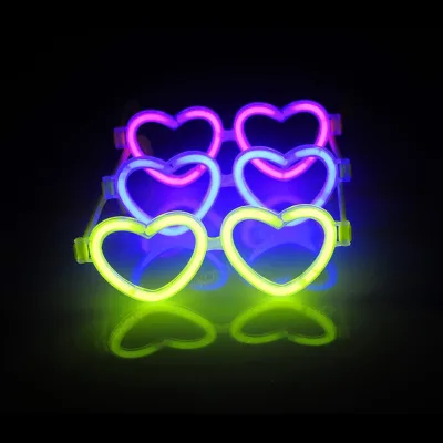 Heart-Shaped Neon Light-Up Eyeglasses Fun Party Accessories for Nighttime Celebrations Halloween Holiday Supplies