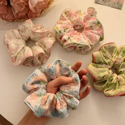 Colorful Custom Large Elastic Wholesale Stain Hair Scrunchies Premium Hair Accessories