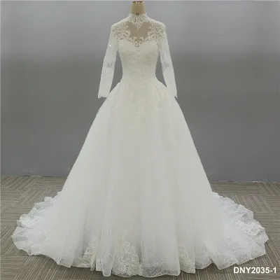 Lace Applique Bead Shiny Glitter Backless Wedding Dress