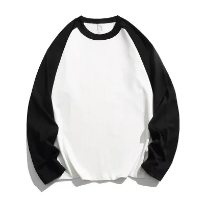 Wholesale High Quality 100% Cotton Casual Breathable Raglan T-Shirt Color Block Men Women Custom Printed Logo Regular Sleeve