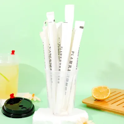 Customized Logo Wholesale Individually Wrapped Biodegradable Pla Straws for Boba Drinking Straw