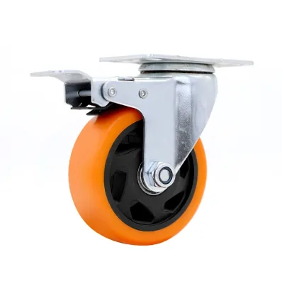 Hot Sale Orange Swivel Top Plate Caster Wheel Heavy Duty Wholesale Furniture Trolley Wheels