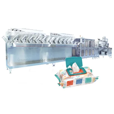 Automatic Soft Wet Tissue Making Cutting Machine Wet Napkin Tissue Machinery Flip-Top Applicator Robot Machine