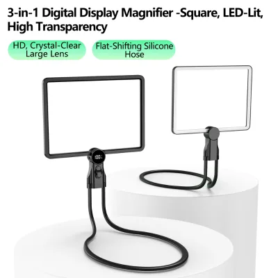 Wufan LED Magnifying Glass With Power Display, Flexible Gooseneck Clip on Magnifier for Reading Close Work