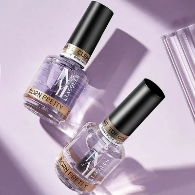 BORN PRETTY PRO 15ml Custom Logo Regular Clear Base Top Coat Nail Polish Wholesale for Air Dry Semipermanent Nail Polish Lacquer