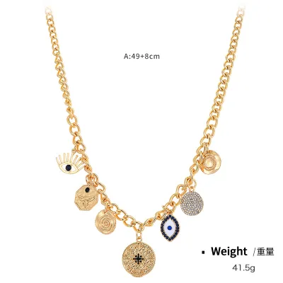 Charm Gold Chain Lucky Multiple Pendant Necklace Choker Evil Eye Necklaces