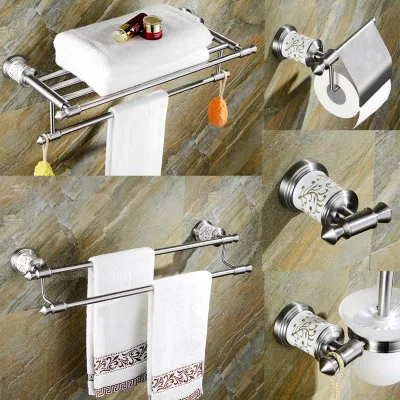 304 stainless steel brushed bath towel rack bathroom rack toilet ceramic bathroom storage rack