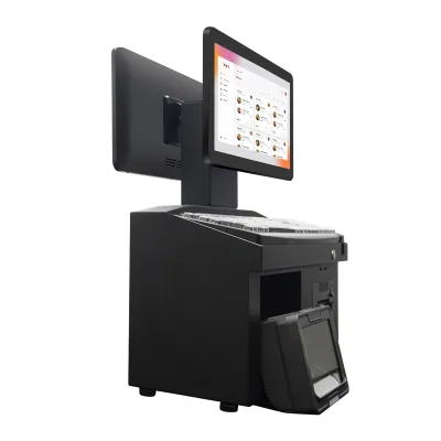 Win7 Cash Register POS Core I3 Processor POS Machine All in One 14Inch Metal Body POS System With 58mm Printer