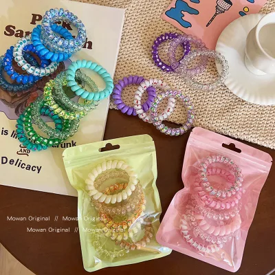 Candy Color Telephone Line Hair Tie High Elastic Durable Hair Rope Seasonal New Hair Tie