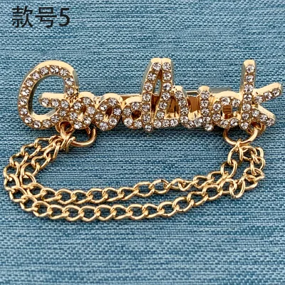 Chain Brooches Women's Letter Brooch Crystal High Design High-grade Corsage Full with Brooch Jewelry