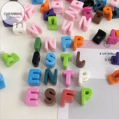 500g/bag Acrylic Single English Letter Large-Hole Straight-Hole Loose Beads Phone Charm Accessories Macaron-Style Beading