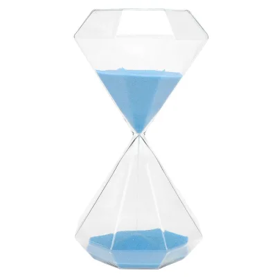 Rotating Handmade Diamond Shape 30-Minute Glass Sand Timer with Modern Art Deco Design for Gift Decoration