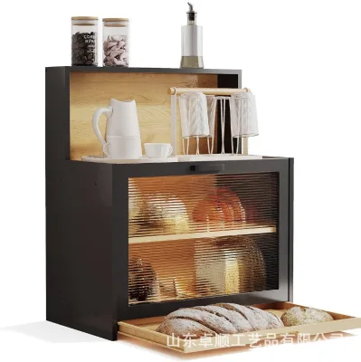 Solid Wood Bread Boxes for Kitchen Organization for Storing Seasonings Foods Desserts Storage Bins Tray