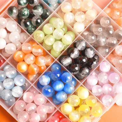Colored Round Star Flashing Gemstone Resin Bead for DIY Handmade Jewelry Accessories Beaded Necklaces Bracelets Material