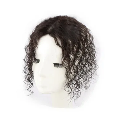 Hot Selling Cheap Beautiful Human Hair Different Colored Breathable Curly Hair Soft Swiss Lace Base Topper