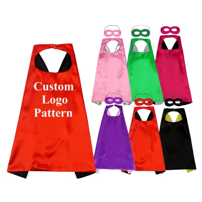 Double-Sided Satin Cape Superhero Capes and Masks for Kids Halloween Cosplay Party for Boys Girls Includes Dresses Skirts