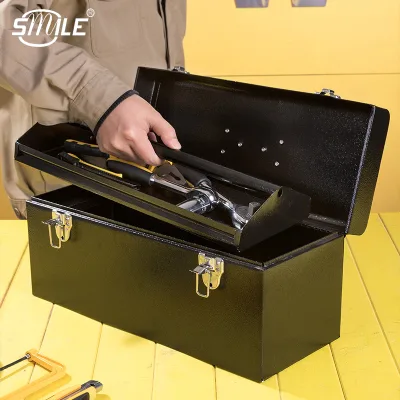 CHNSMILE OEM Color Custom Logo Print Portable Tool Storage Steel Boxes Hardware Black Toolbox