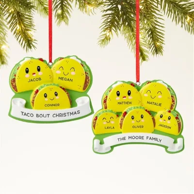 Taco Family Personalized Ornament 4 Names