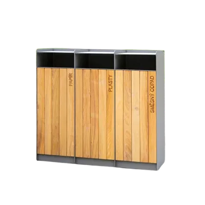 Large Wooden Waste Litter Bin Outside Recycling Park Public Wood Garbage Bin
