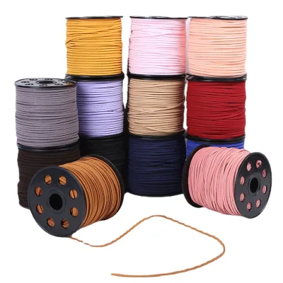 New 0. 3cm Color Suede Deerskin Velvet Rope Necklace Rope DIY Ornament Shoes and Hats Material square Leather Rope Accessories