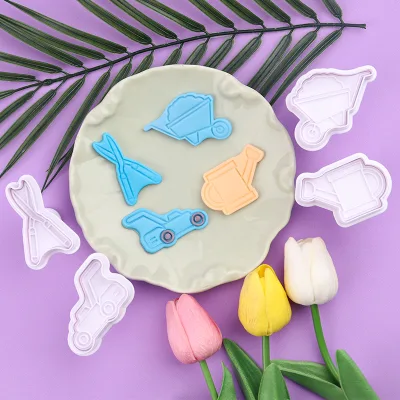 Garden Series Spring Compression Mold Simulation Baking Products Cookie Cutters Set Plastic Eco-Friendly Dishwasher Safe DIY
