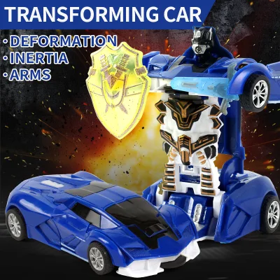 Wholesale Friction Toy Car Color Cartoon Character Friction Toy Car Racing Style One-Click Transformable Toy Car