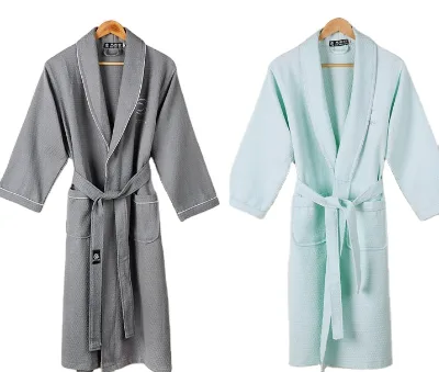 50% off Luxury Premium Quality Hotel Linen Fluffy Kimono Waffle Organic 100% Cotton Bathrobe Fluffy Bathrobe Cotton
