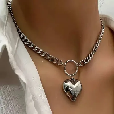 Y2K Cyberpunk Liquid Stainless Steel Flame Necklace for Men Women Punk Grunge Silver Color Irregular Chain Choker Jewelry