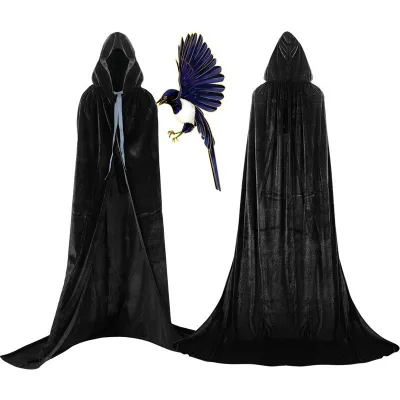 Halloween Cape Thick Section Cape Hooded Velvet Windbreaker Spooky Costumes Stage Performance Costumes Cos Clothing