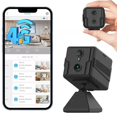 4G Mini Security Camera Wireless 360° PTZ CCTV Camera with SIM Card Low Power Battery Outdoor Mini Camera for Home Security