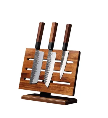 Stylish Solid Wood Magnetic Knife Holder Rack - Securely Holds Chef Knives, Paring Knives