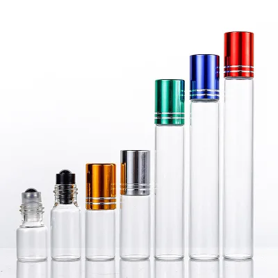 10ml Transparent Frosted Glass Essential Oil Bottle Cosmetic Roller Ball Bottle Portable Sample Bottle Wholesale
