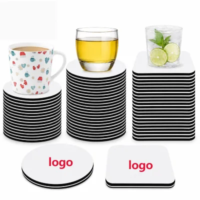 Sublimation Blank Cup Coasters Bulk Wholesale Custom Logo Waterproof Neoprene Coaster 4x4 Inch Blank Cup Mat for Sublimation