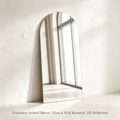 Factory Wholesale Modern Decorative Arched Frameless Wall Mounting Mirrors for Gym Hotel Officer Living Room Dressing Area