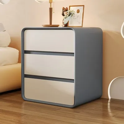 Multi-Macaron Soft Color Nightstand with Low-Saturation Palette, Cream Style Bedside Table for Bedroom