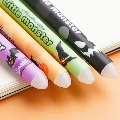 Erasable Gel Pen Blue and Black Ink Cartoon Halloween Christmas Signature Pens School Supplies Student Gifts