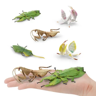 PVC Simulation Insect Model Toy Leaf Insect Figures Bug Animal Figurines Educational Learning Toys for Kids Toddler & Adults