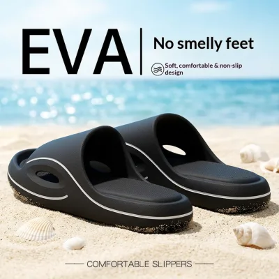 Stinky Foot Feeling Anti-Odor Open Durable Men's Summer Outdoor New Indoor Home Bathroom Non-Slip EVA Stripes Flip-Flops