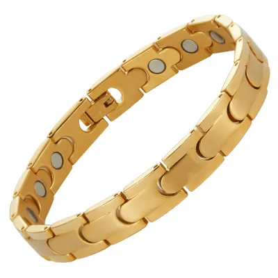 Hot Selling Jewelry Wholesale Ss Magnets Germanium Neaga Tive Ion Gold Bio Magnetic Therapy Bracelet Jewelry for Healing