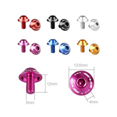 GUB G-510 Bicycle Water Bottle Cage Bolts CNC 7075 Aluminum Alloy M5*12mm Screws for Bike Water Bottle Cage Bracket Rack Kettle